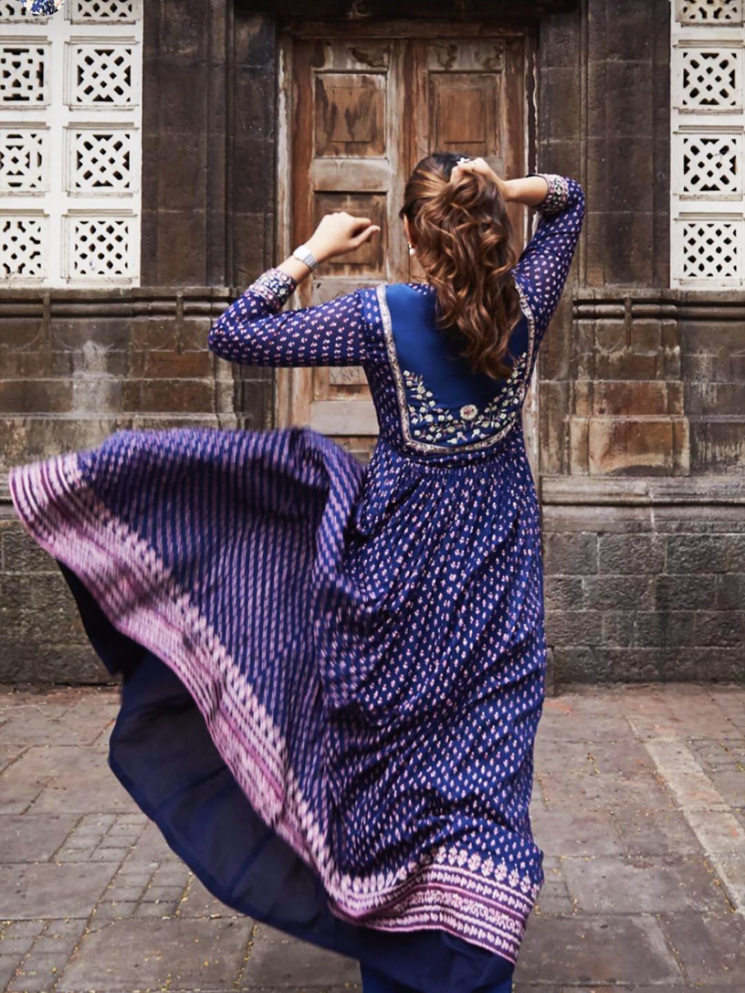 Navy Blue Anarkali Set as seen on MiSu