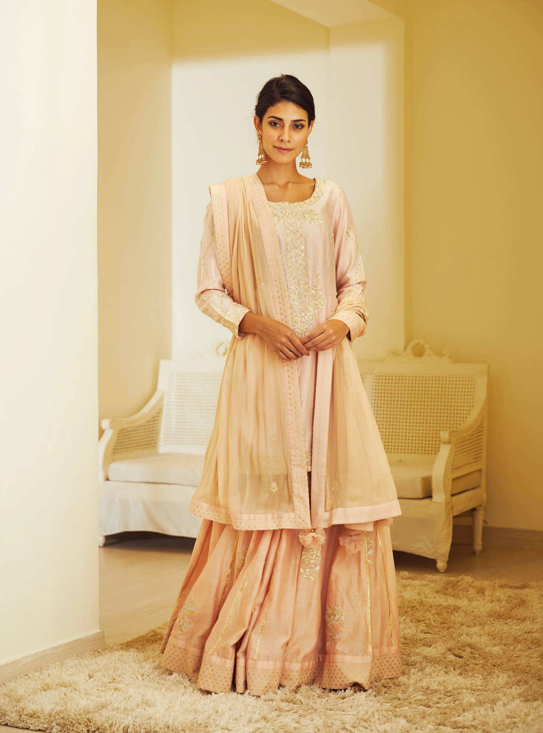 Ave Chicago x Shyam Narayan Prasad Light Pink Kurta & Skirt Set