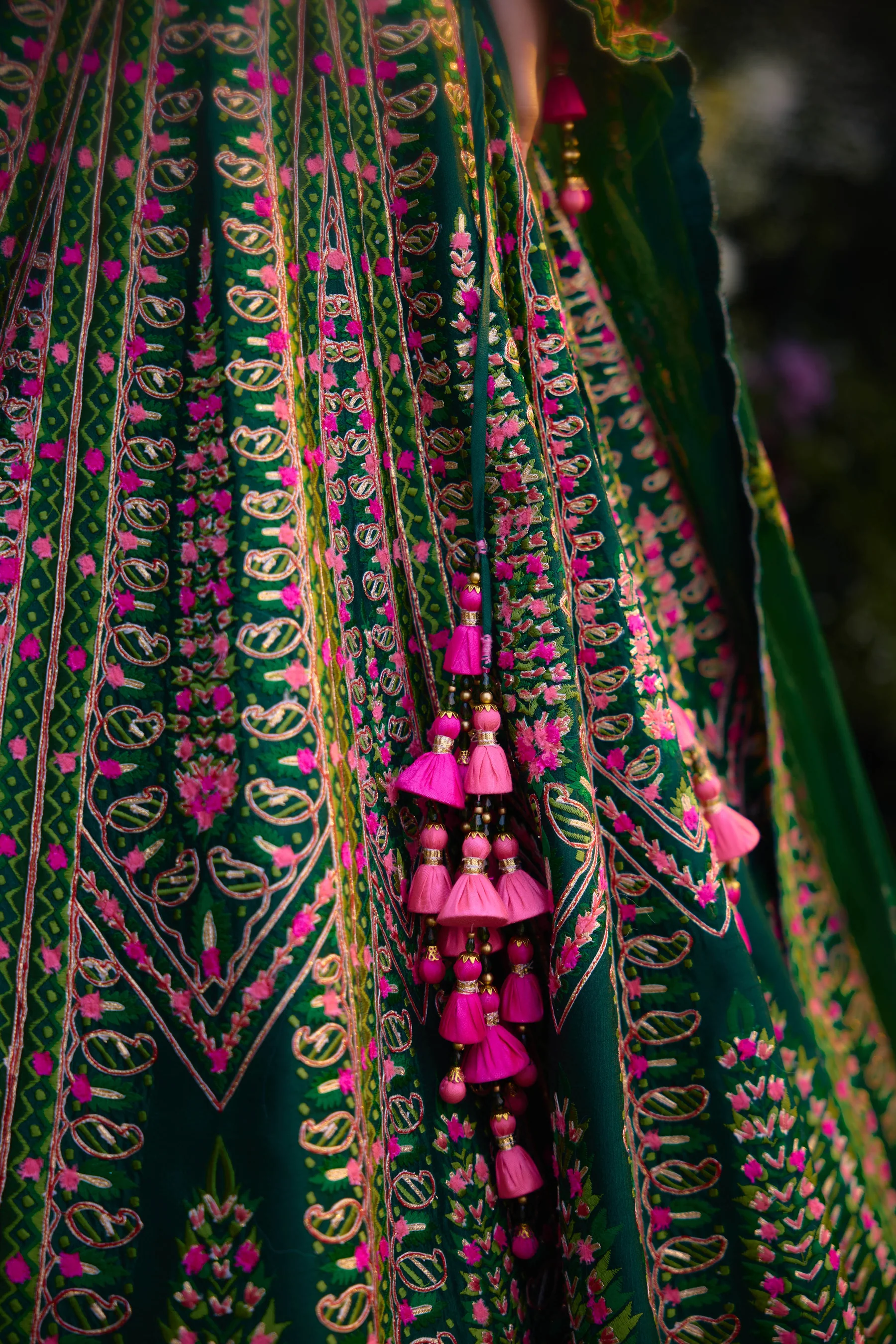 Ave Chicago x Shyam Narayan Prasad Deep Forest Green Lehenga Set