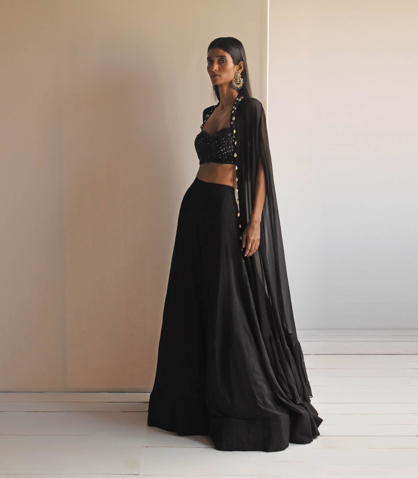 Black sharara & cape set