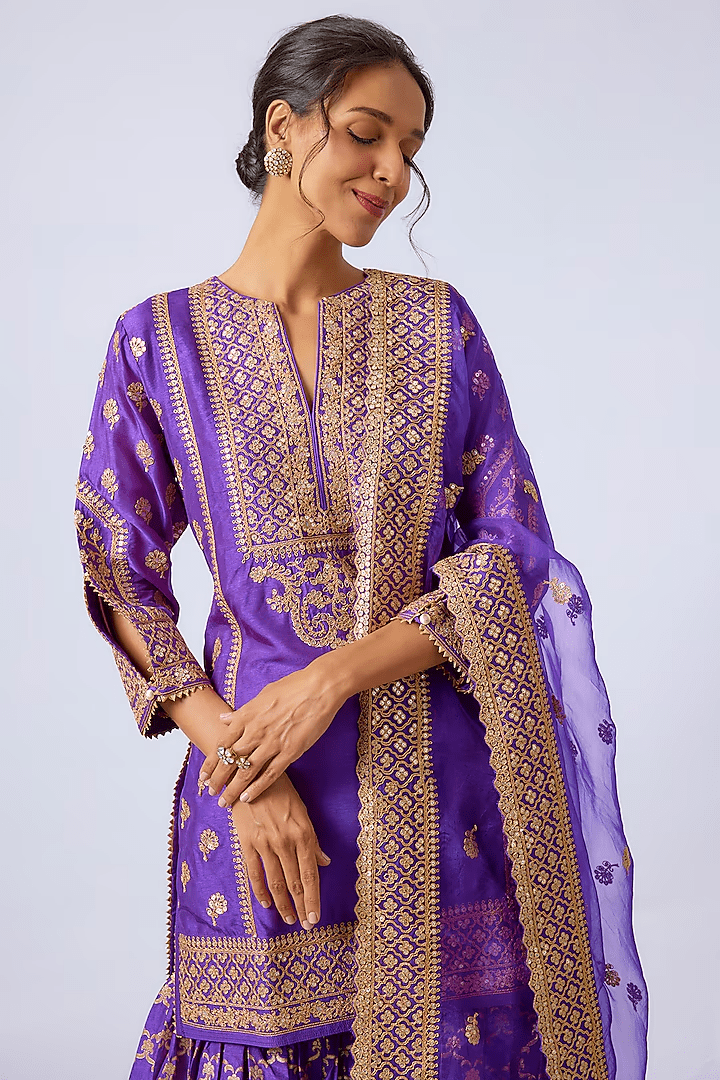 Marigold Brocade Short Garara Set