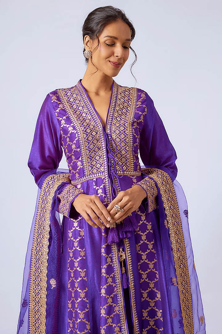 Marigold Brocade FO Set with Churidar-Elli AvrRam
