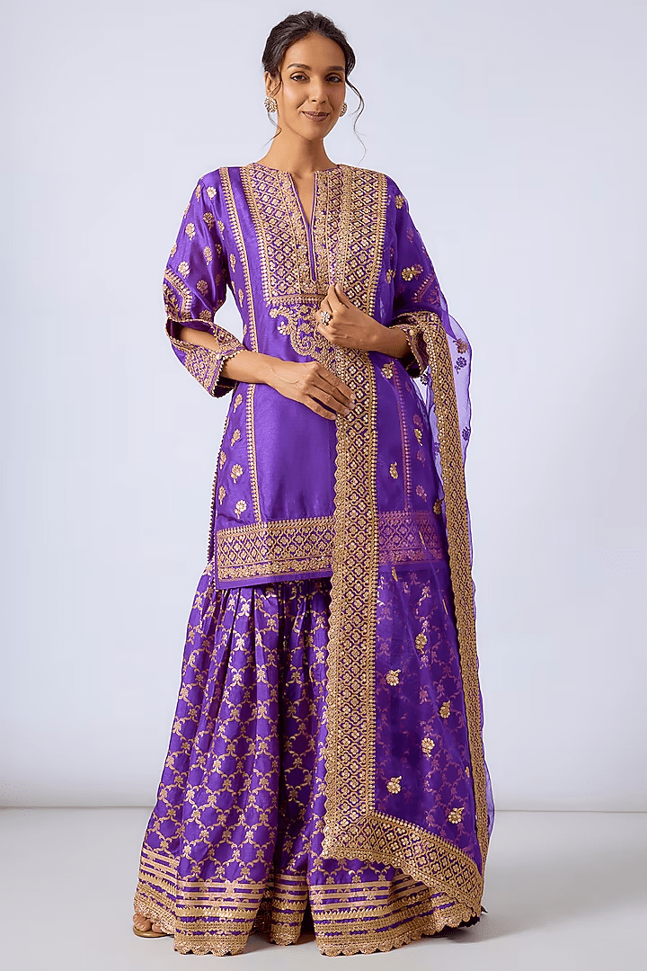 Marigold Brocade Short Garara Set