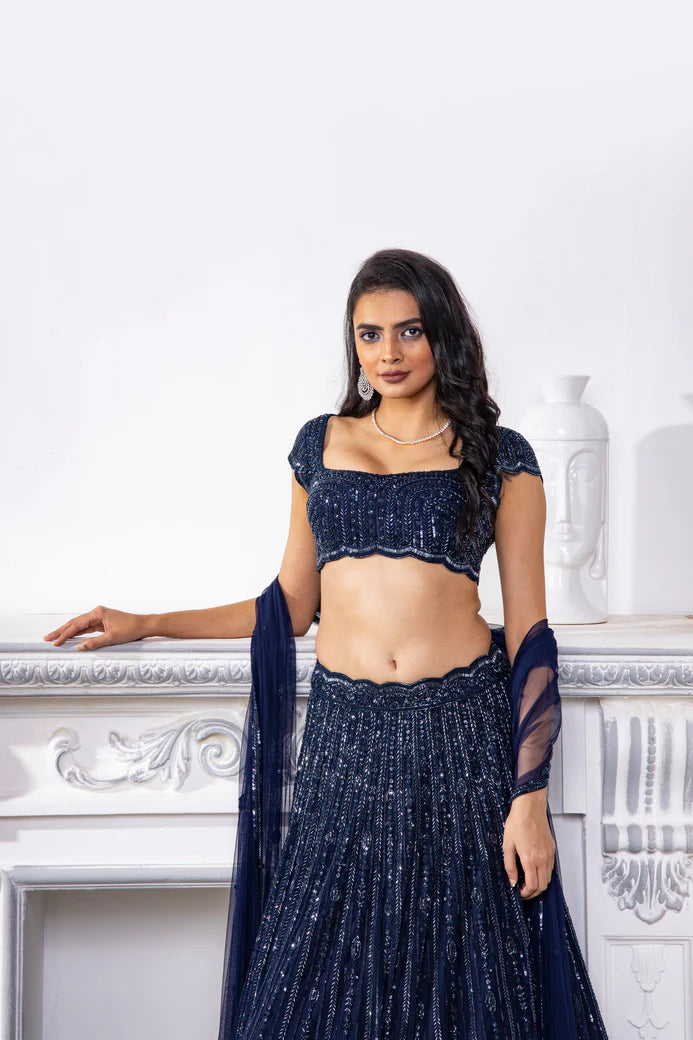 Navy Aurora Lehenga