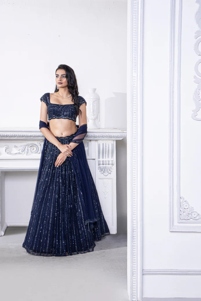 Navy Aurora Lehenga