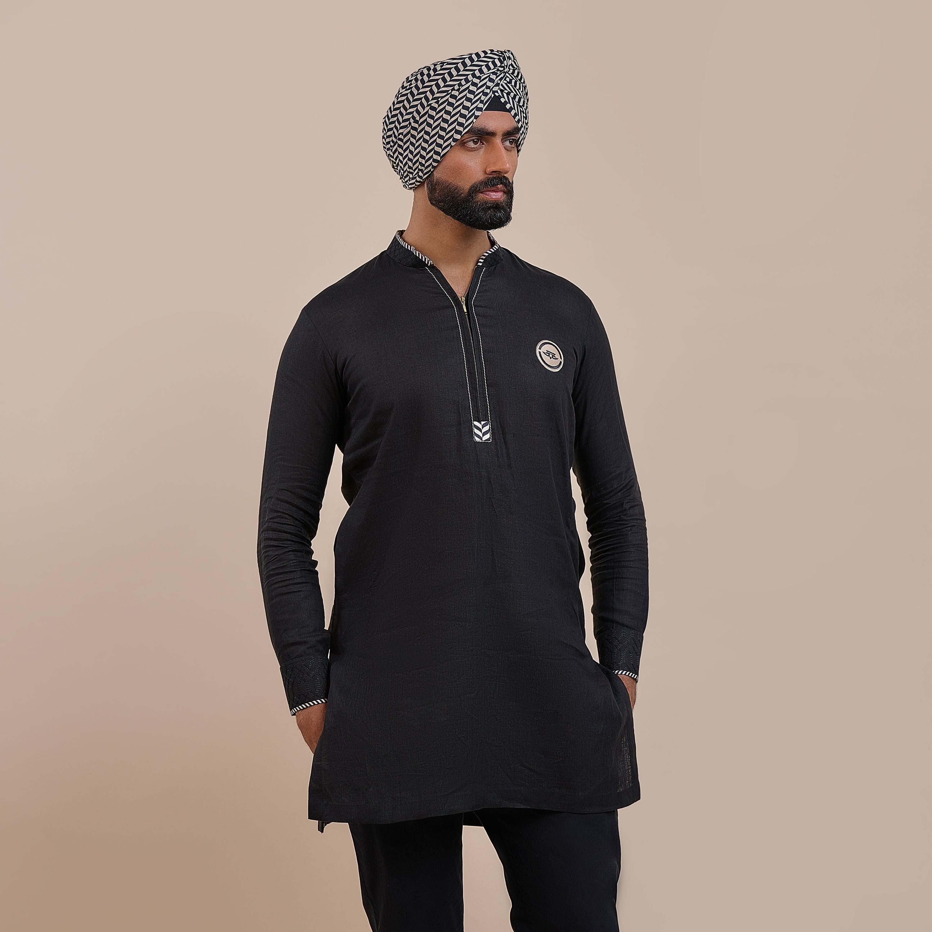 Noir Phoenix Solid Kurta | ATTH