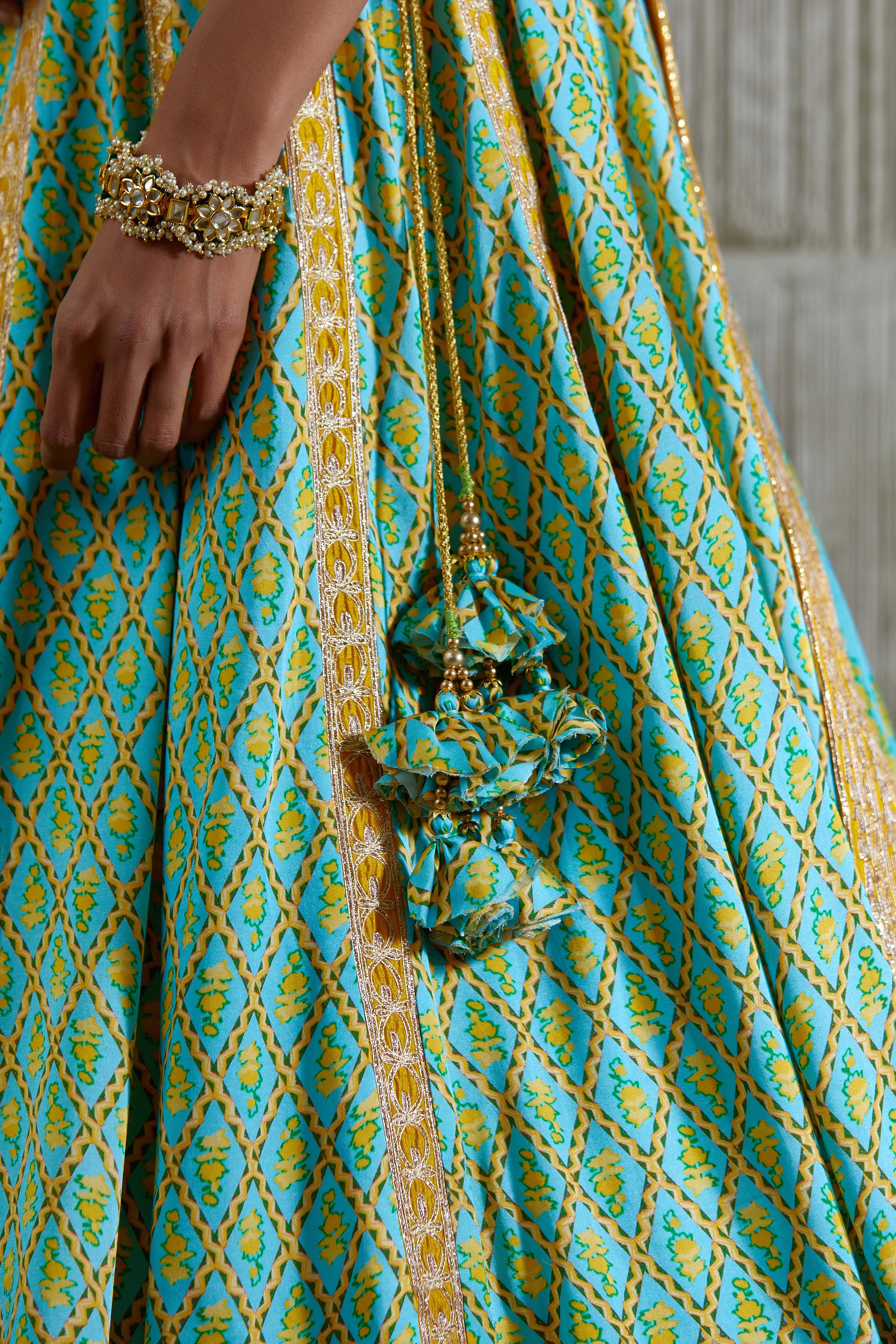 Blue Yellow Lehenga set