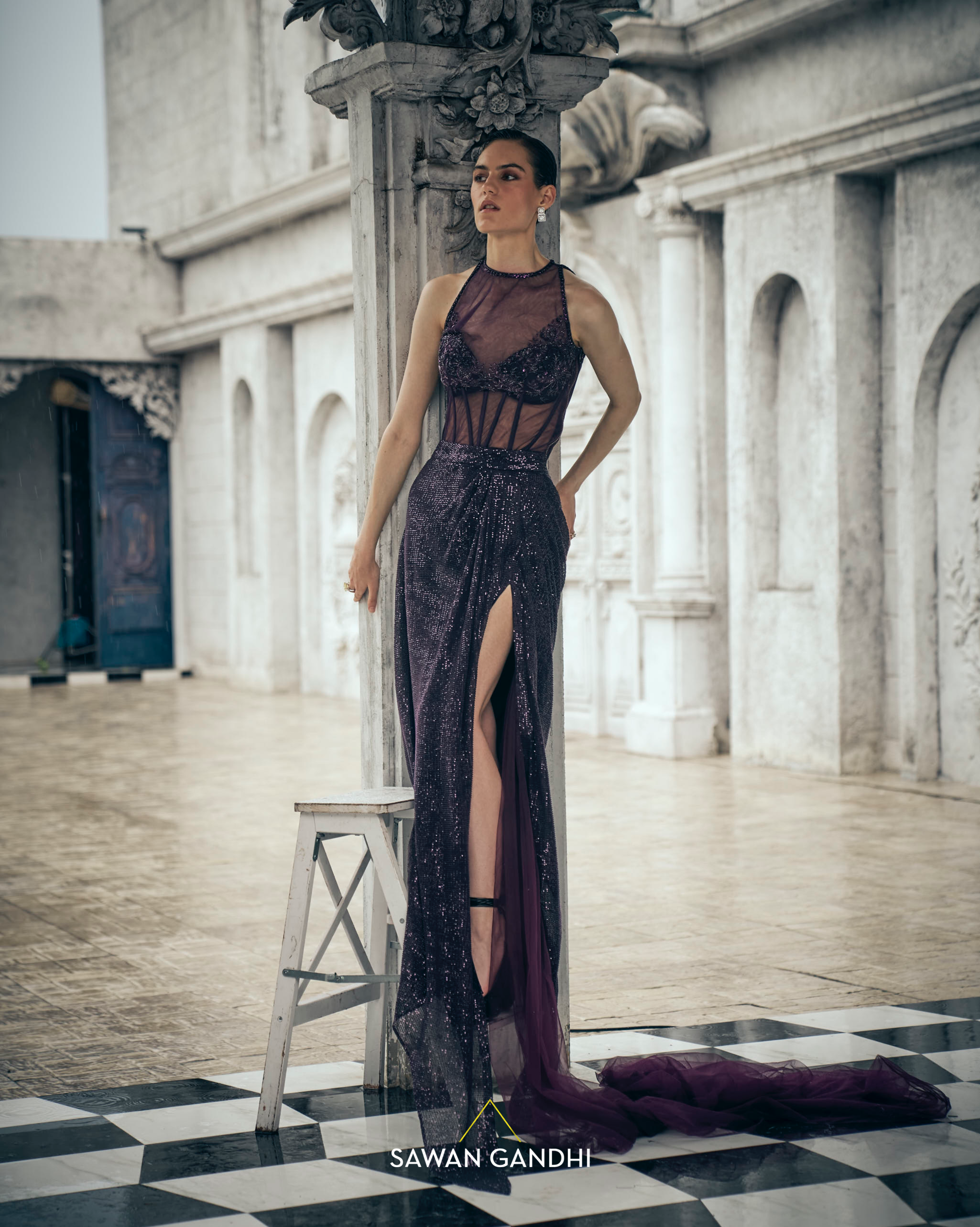 Wine corset skirt