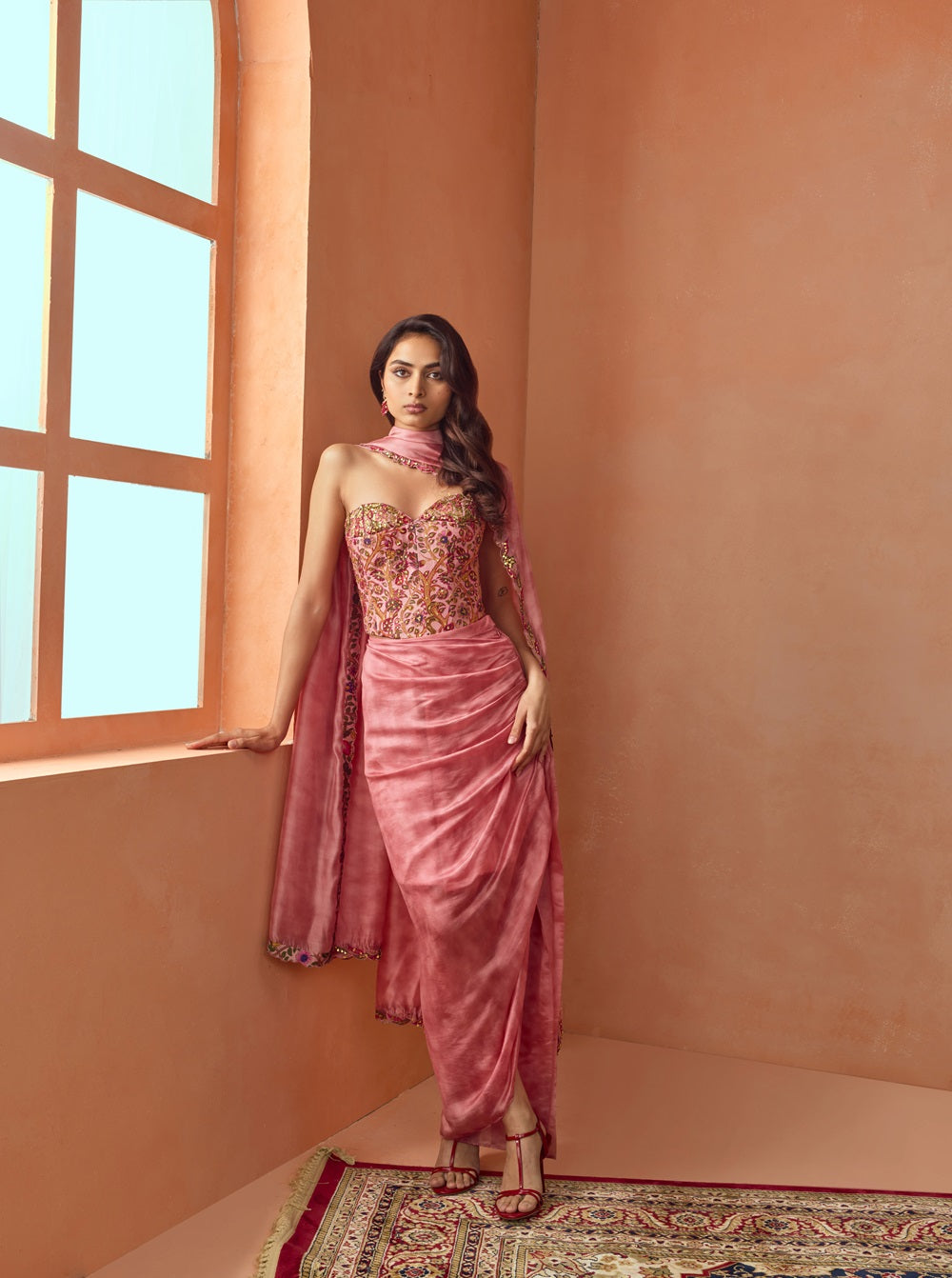 Corset And Draped Skirt Set