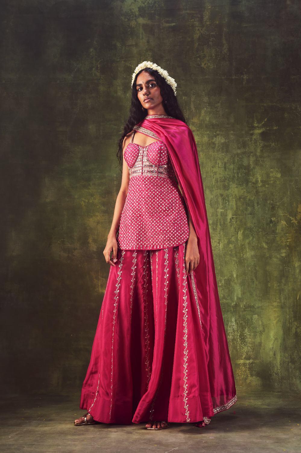 Rani Pink Kurti With Sharara Set