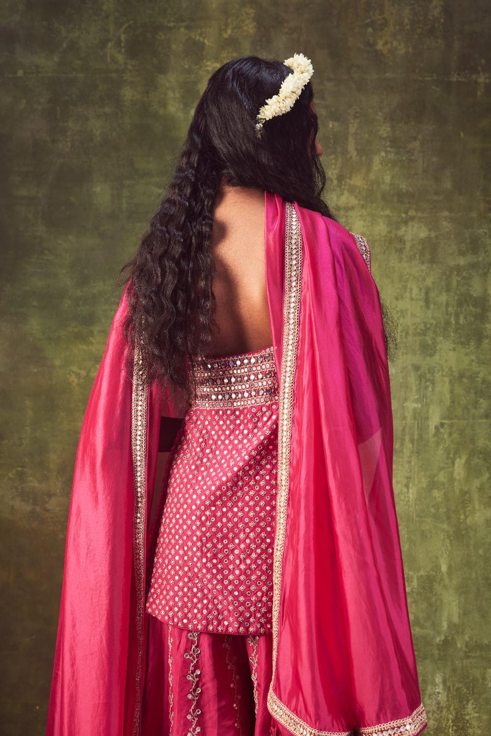Rani Pink Kurti With Sharara Set