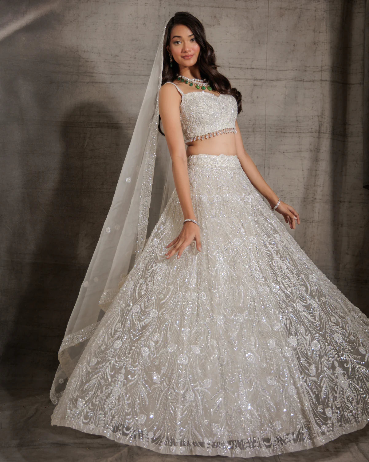 White Crystal Lehenga