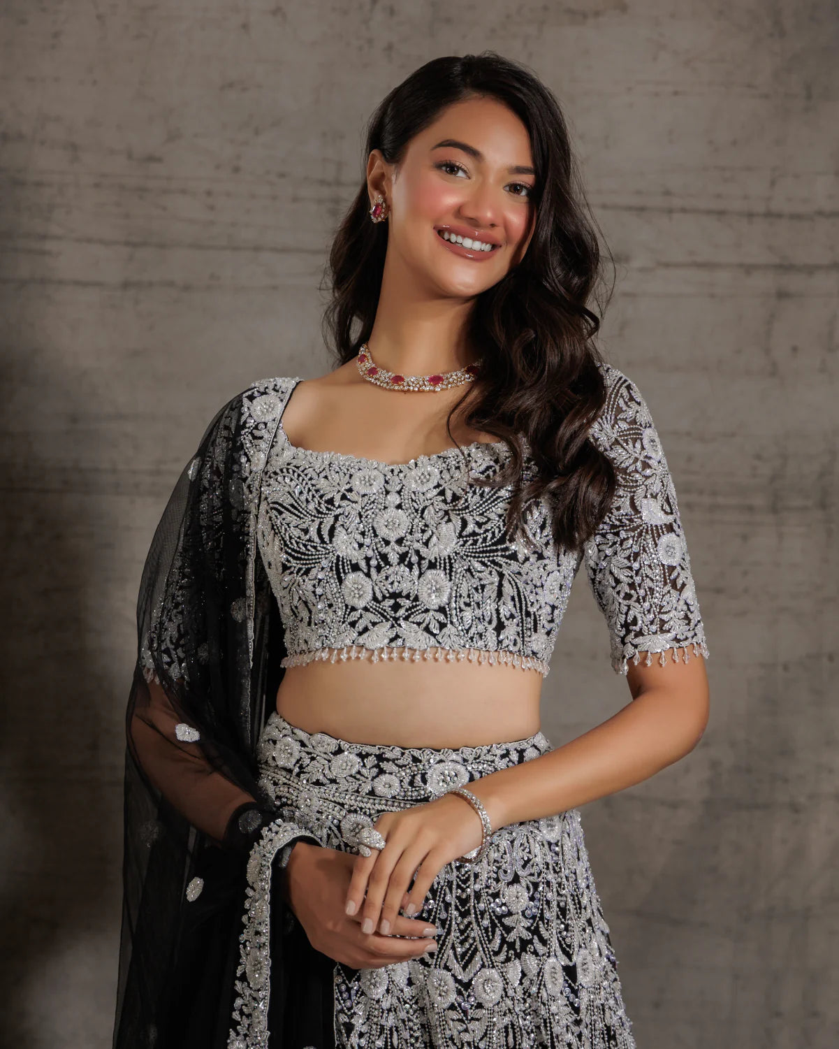 Noir Crystal Lehenga