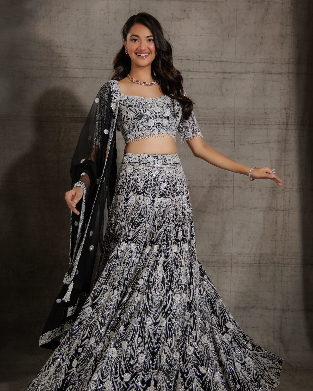 Noir Crystal Lehenga