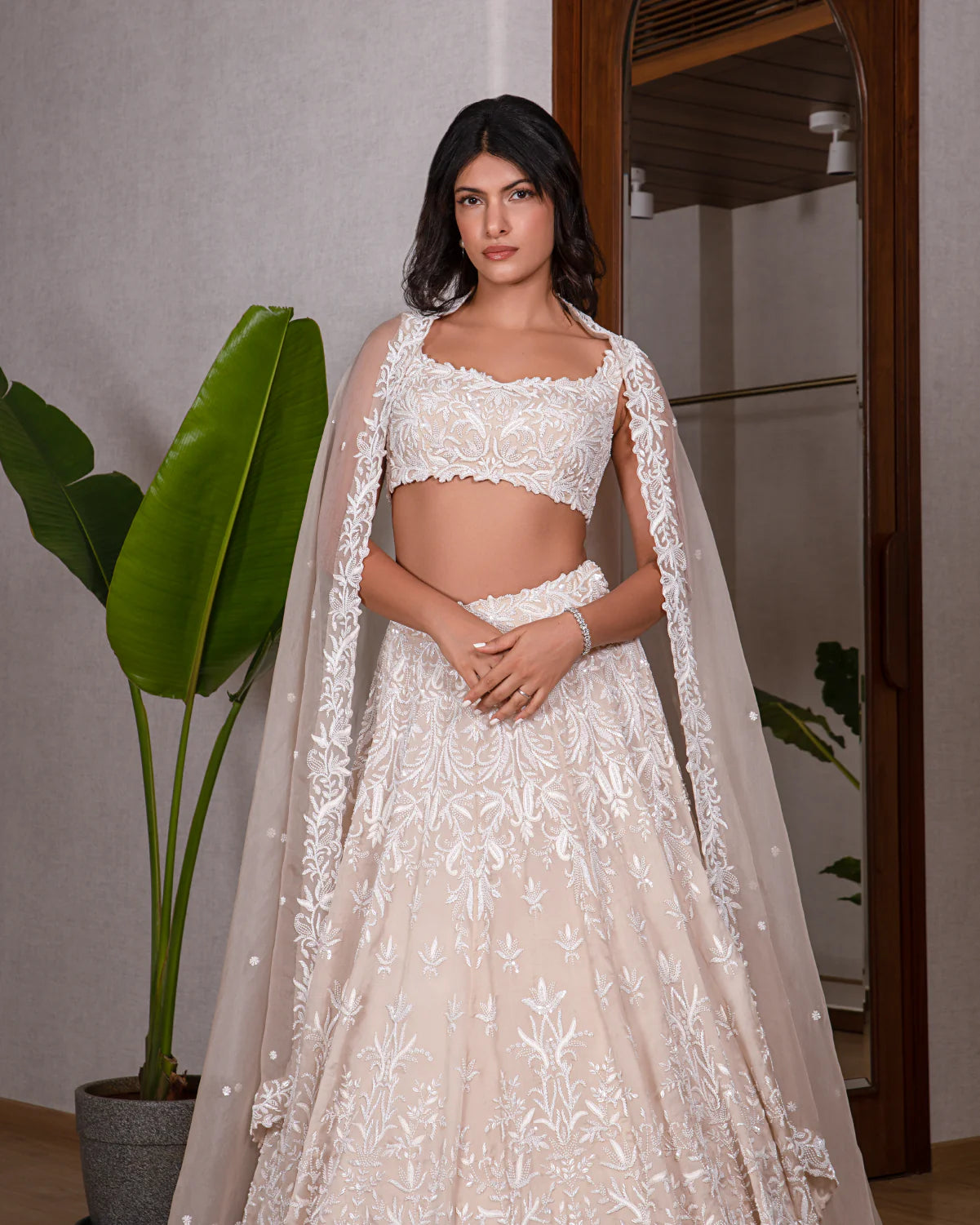 Kohinoor White & Beige Lehenga