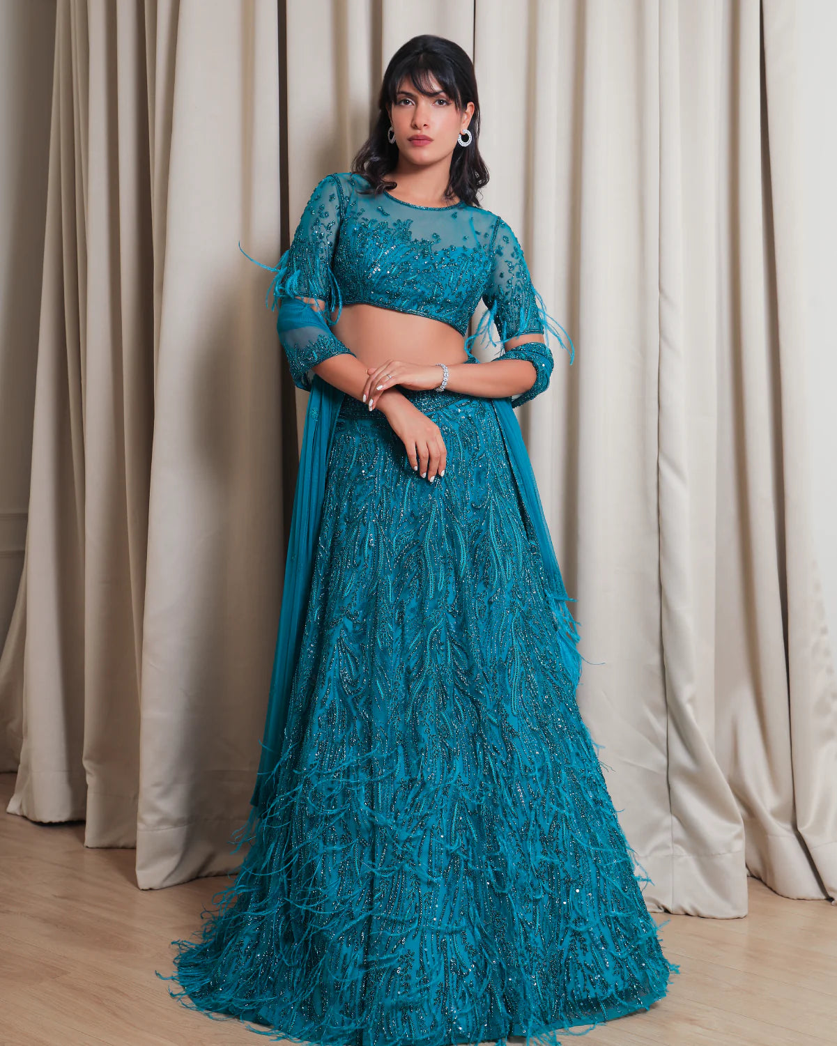 Teal Pavo Lehenga