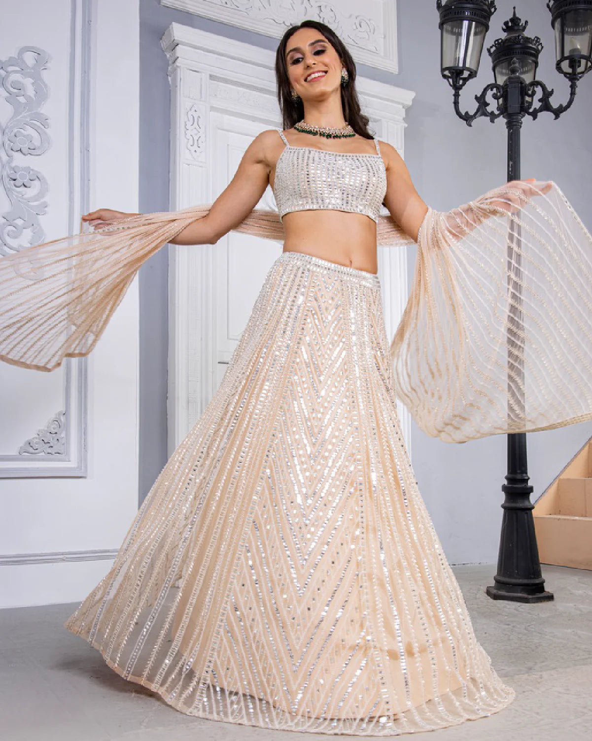 Nude Lehenga with Stones