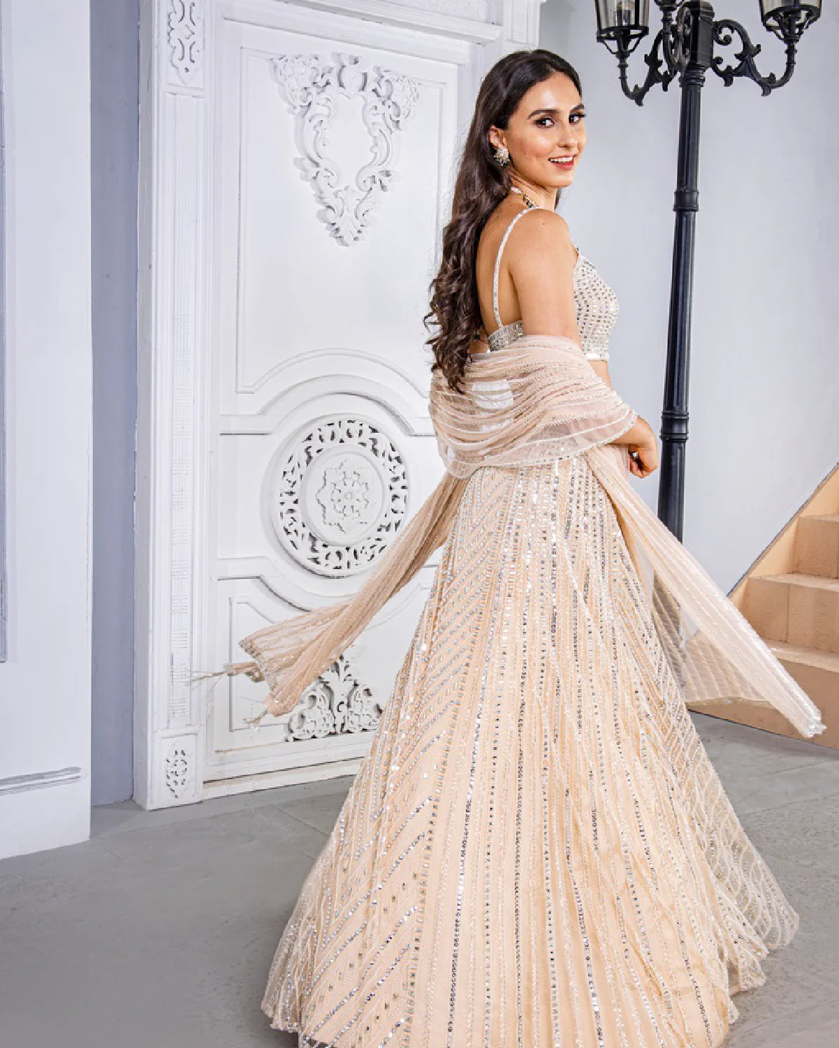 Nude Lehenga with Stones
