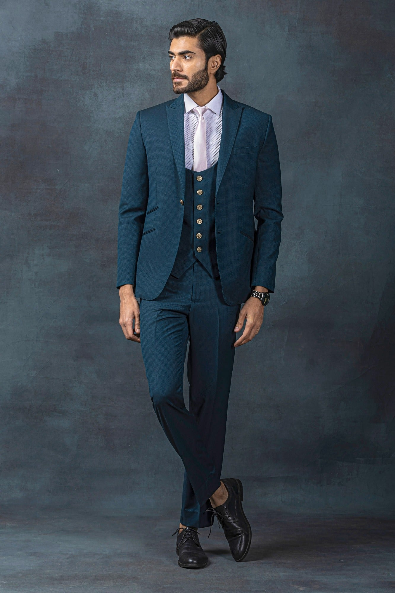 Teal Two Buttoned Suit