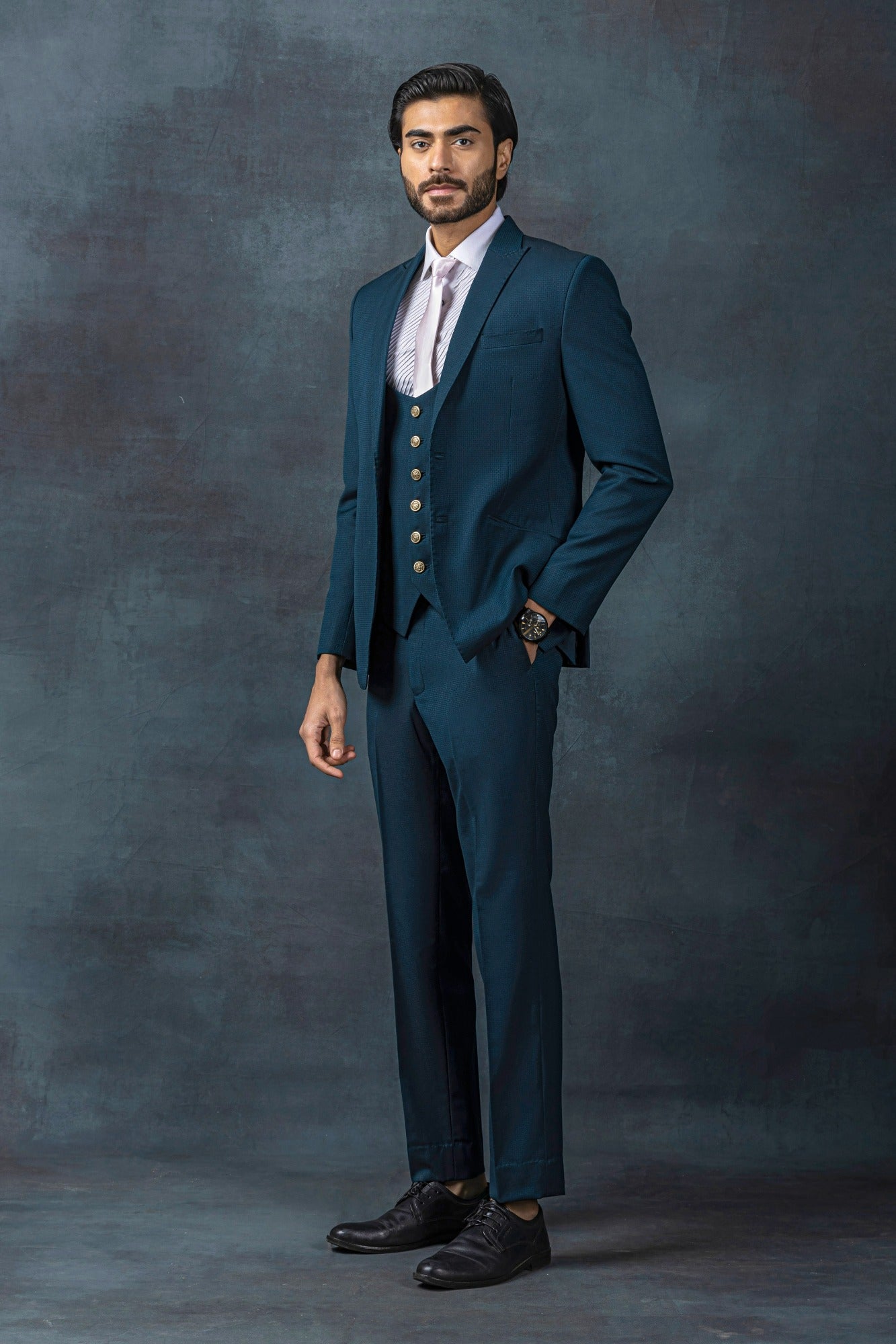Teal Two Buttoned Suit