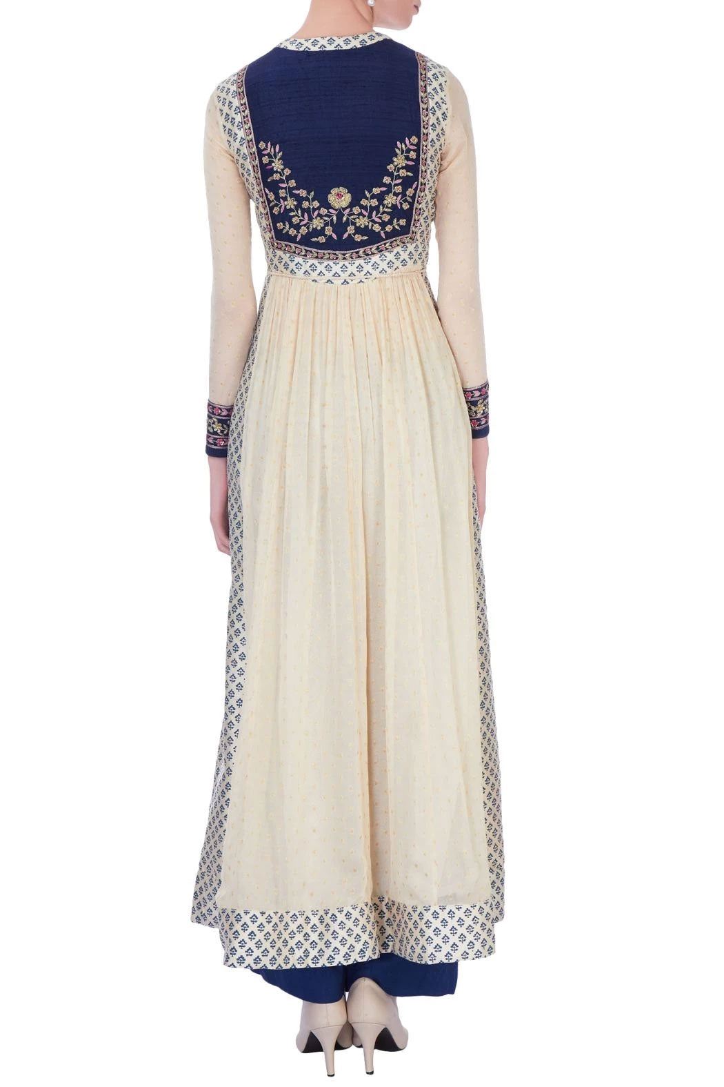Ivory Blue Anarkali Set