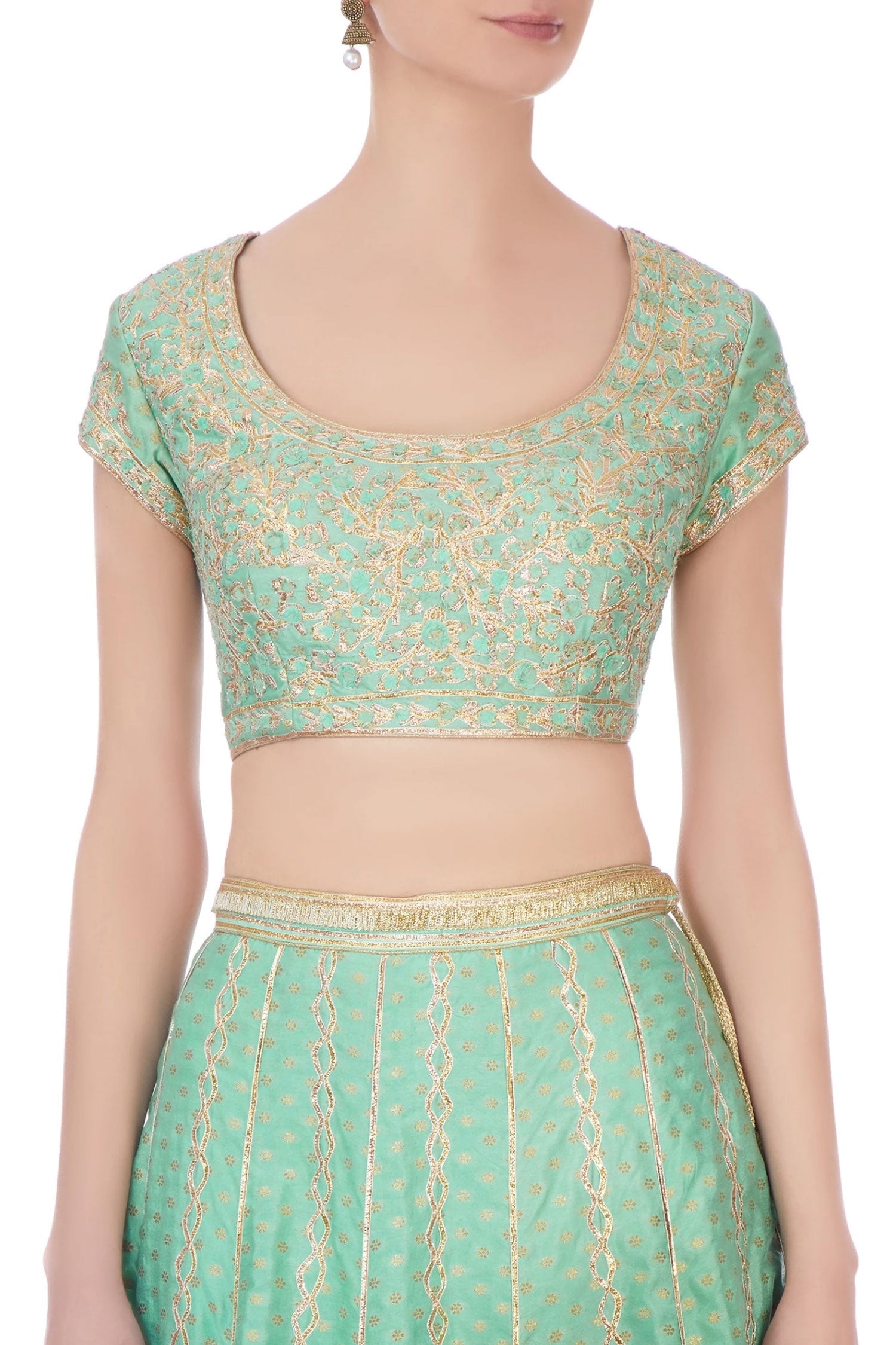 Sea green gota embroidered lehenga set