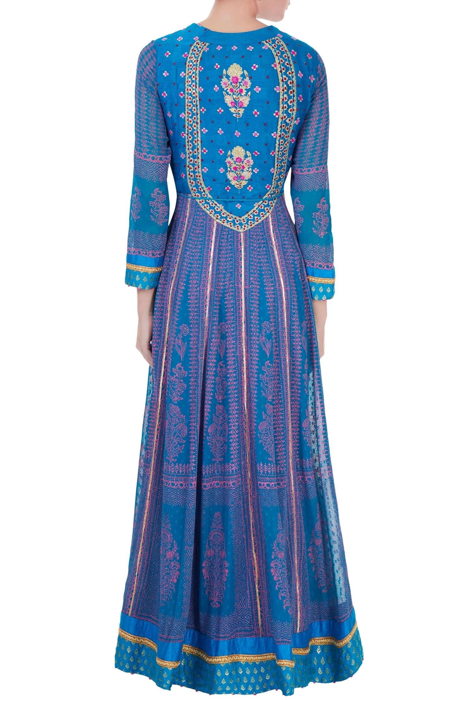 Blue gota embroidered anarkali with dupatta
