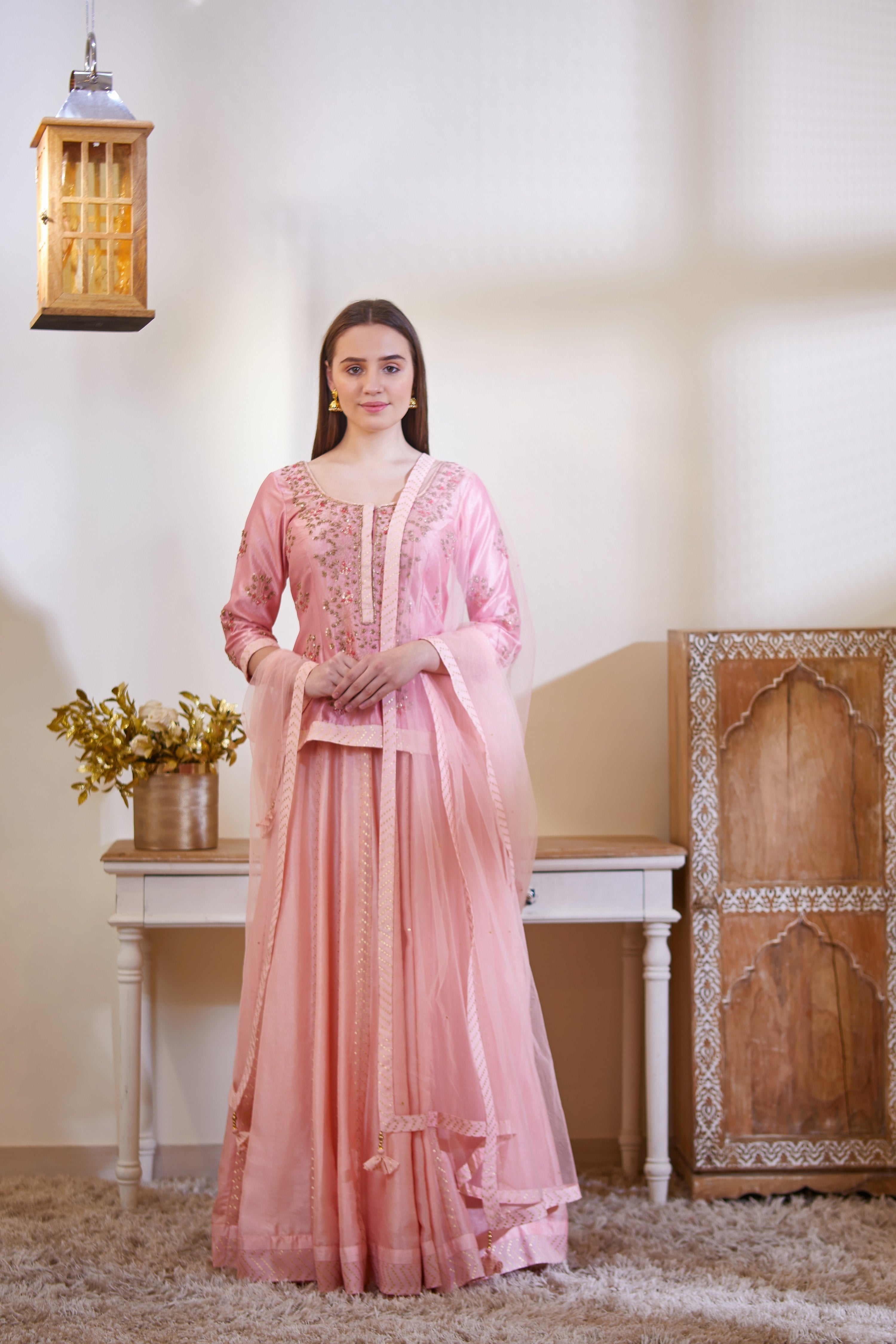 Pink Kurta & Skirt Set