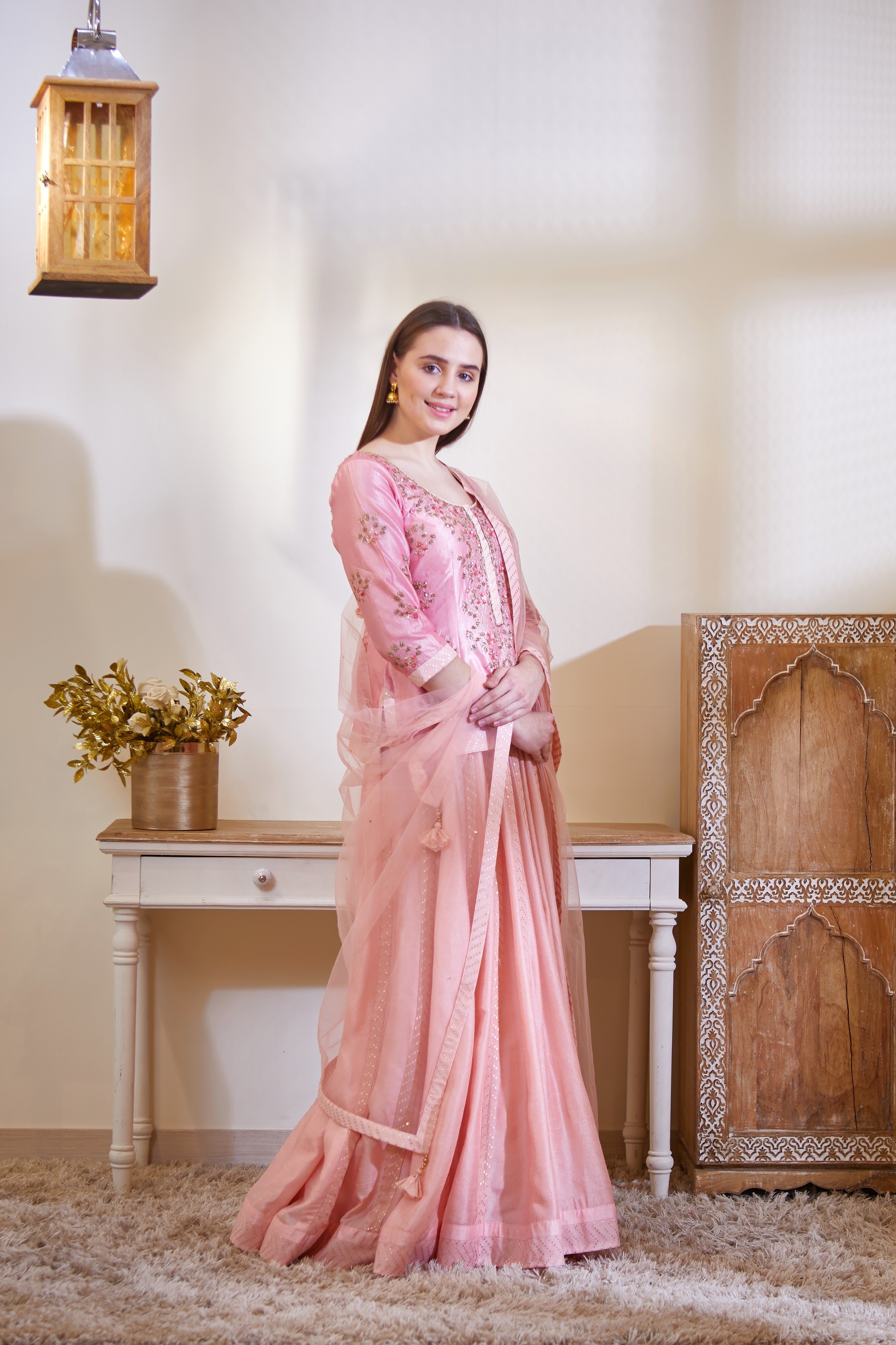 Pink Kurta & Skirt Set
