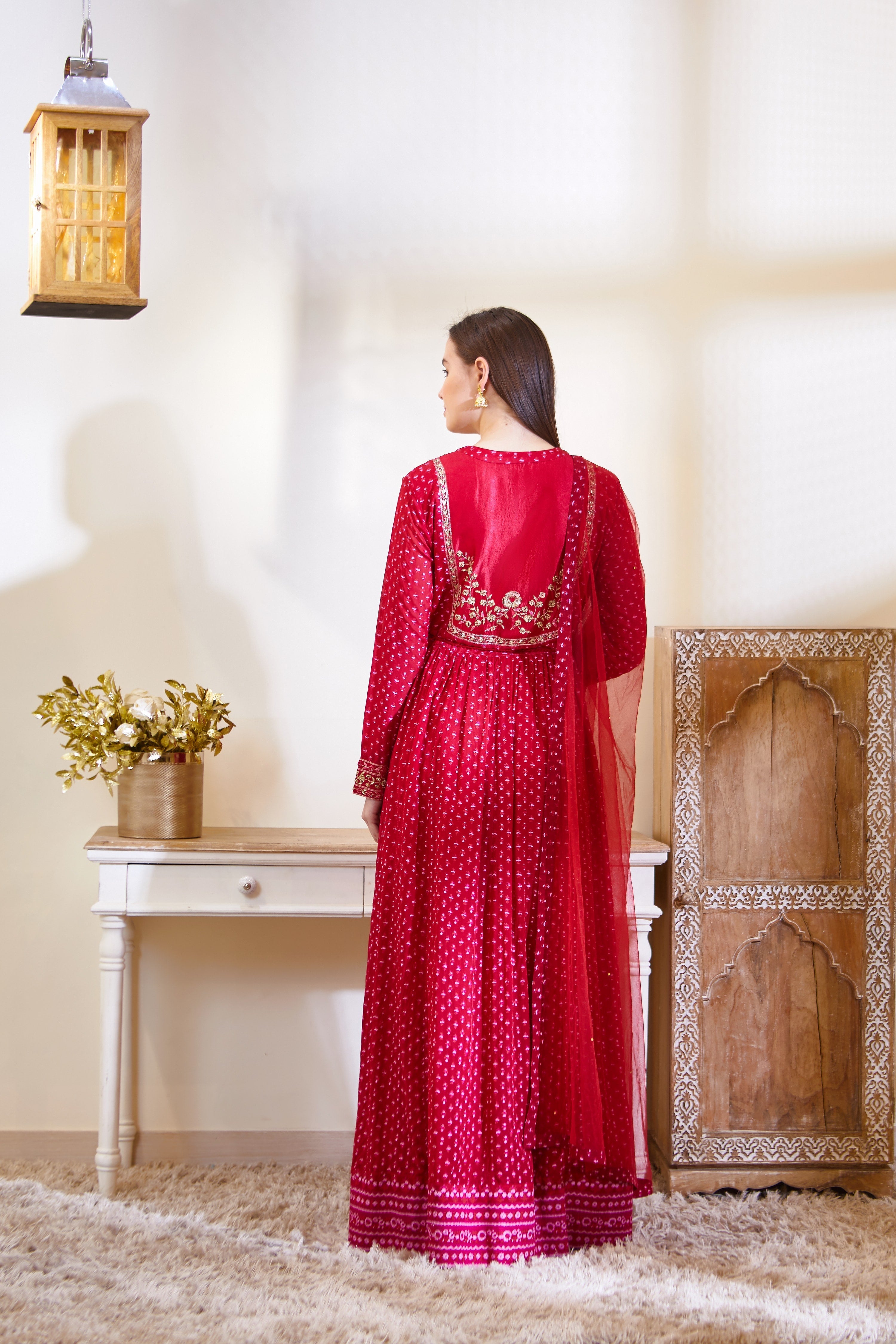Maroon Anarkali Set