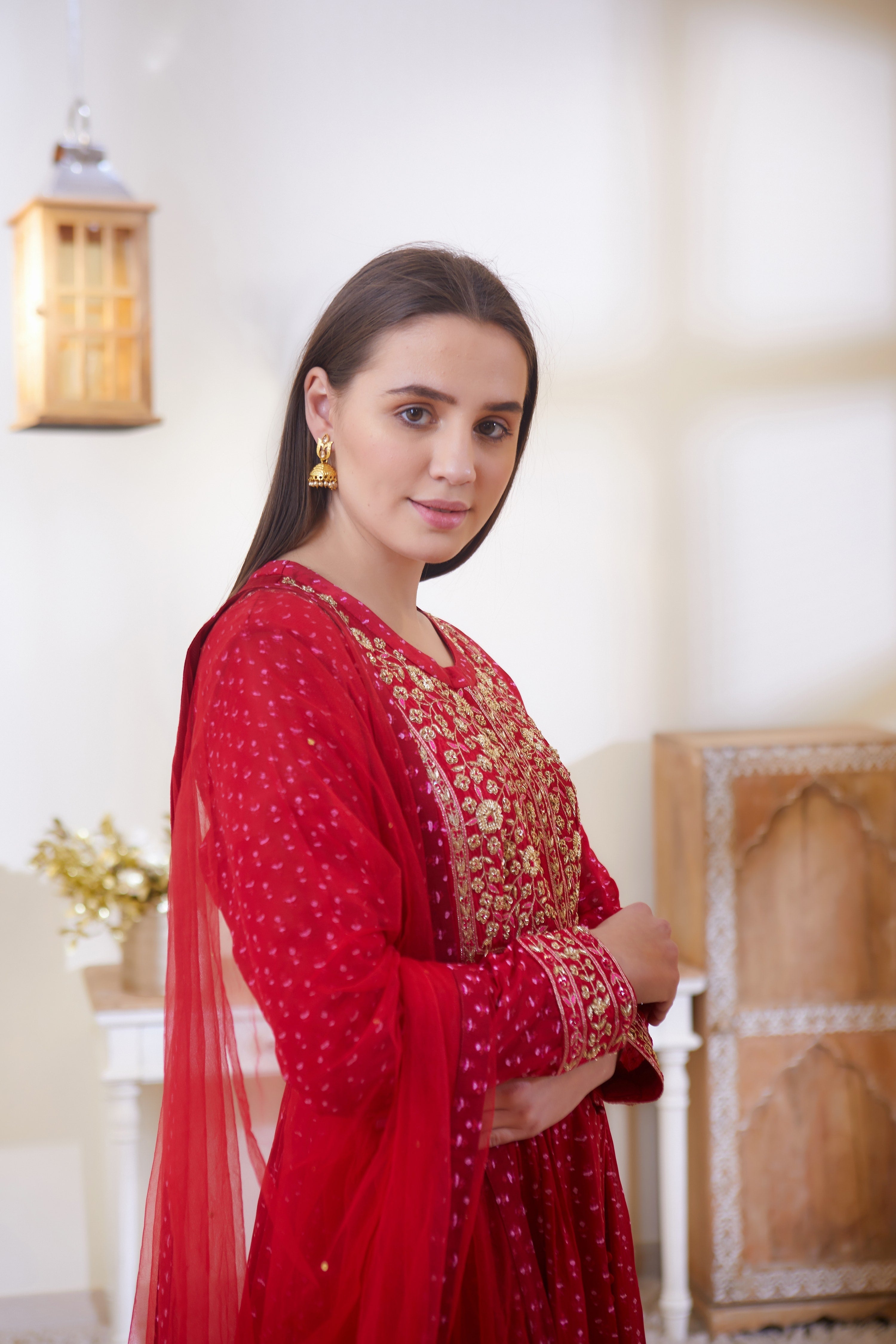Maroon Anarkali Set