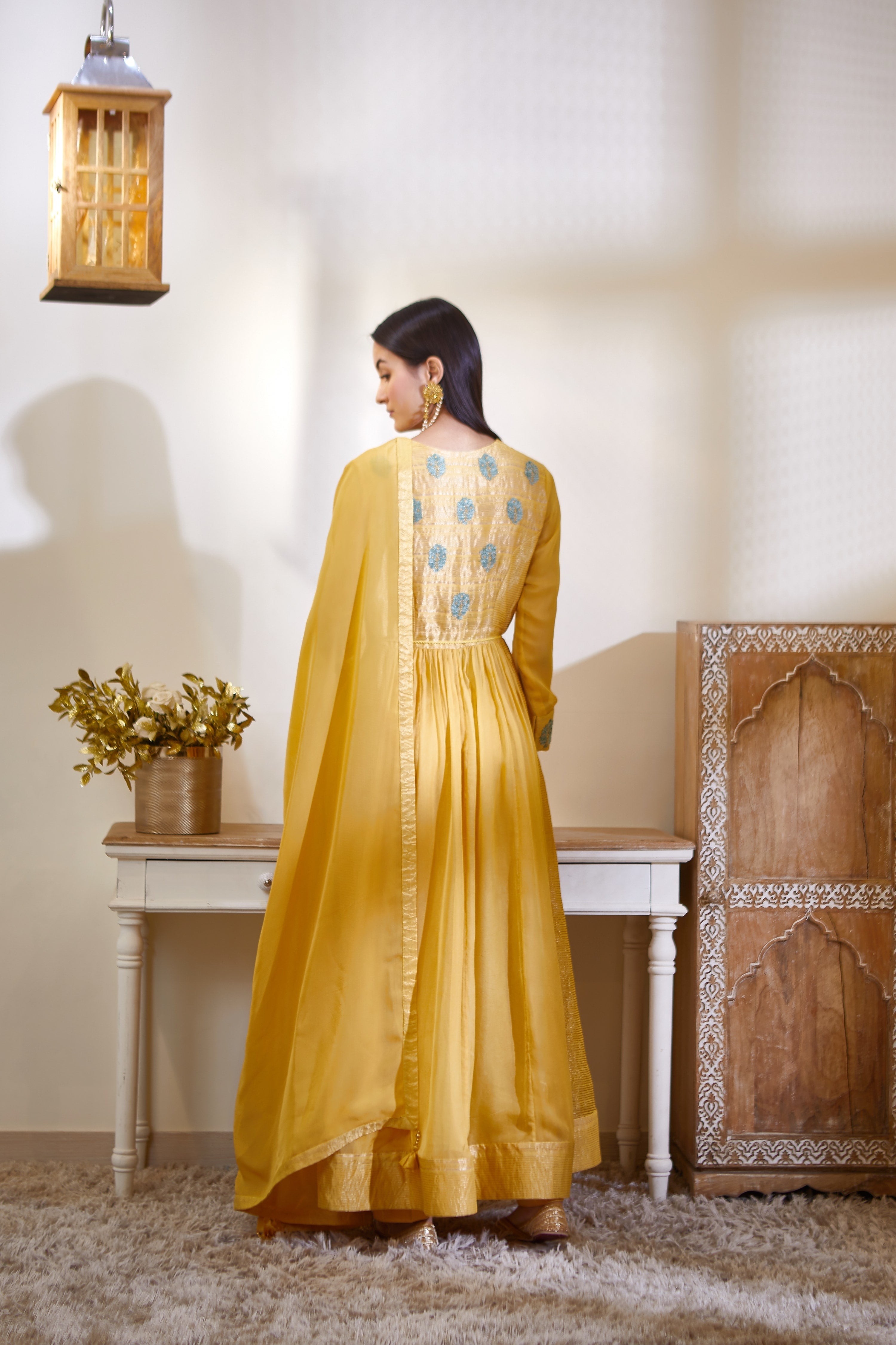 Mustard Anarkali Set