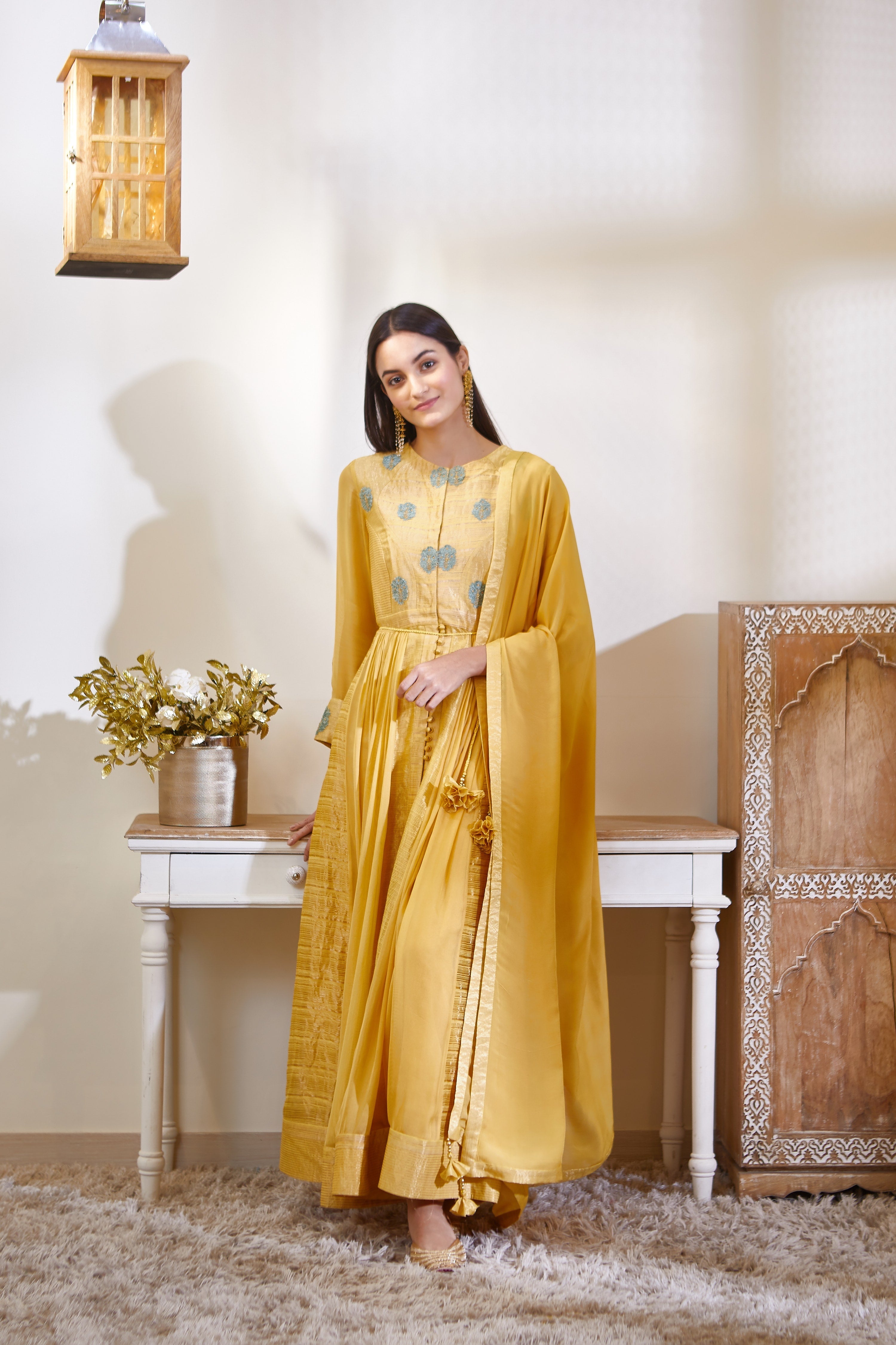 Mustard Anarkali Set