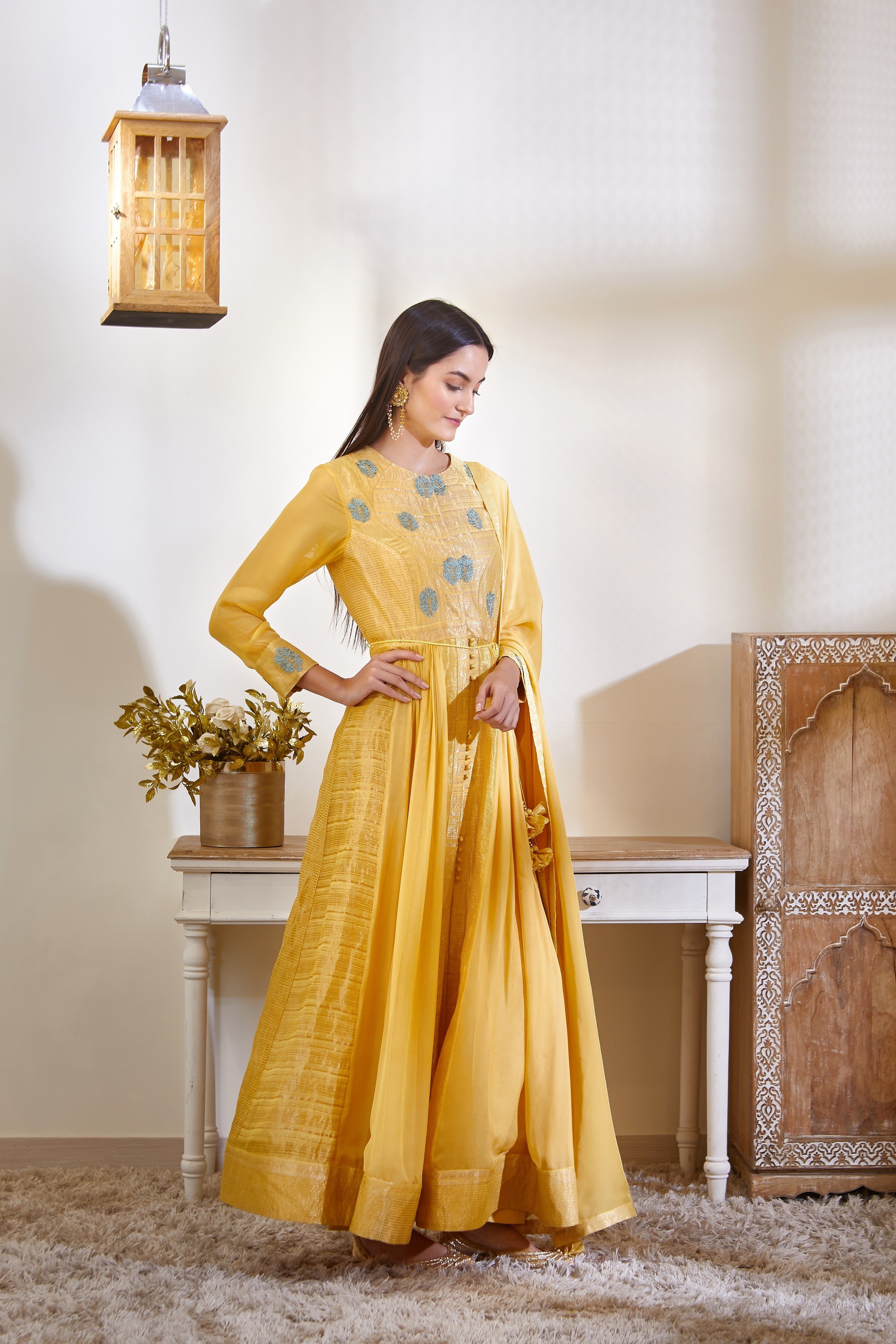 Mustard Anarkali Set