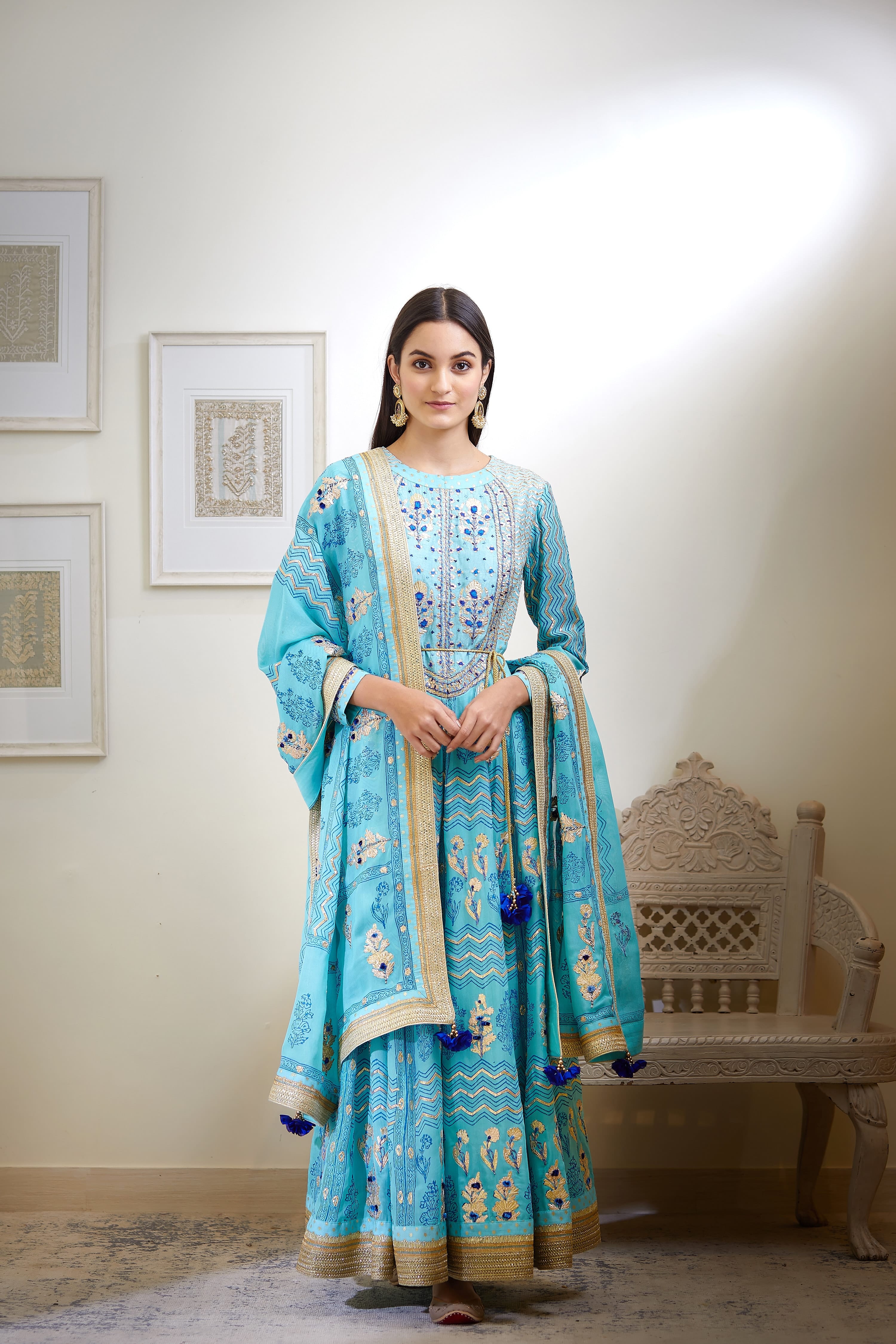 Blue Anarkali Set