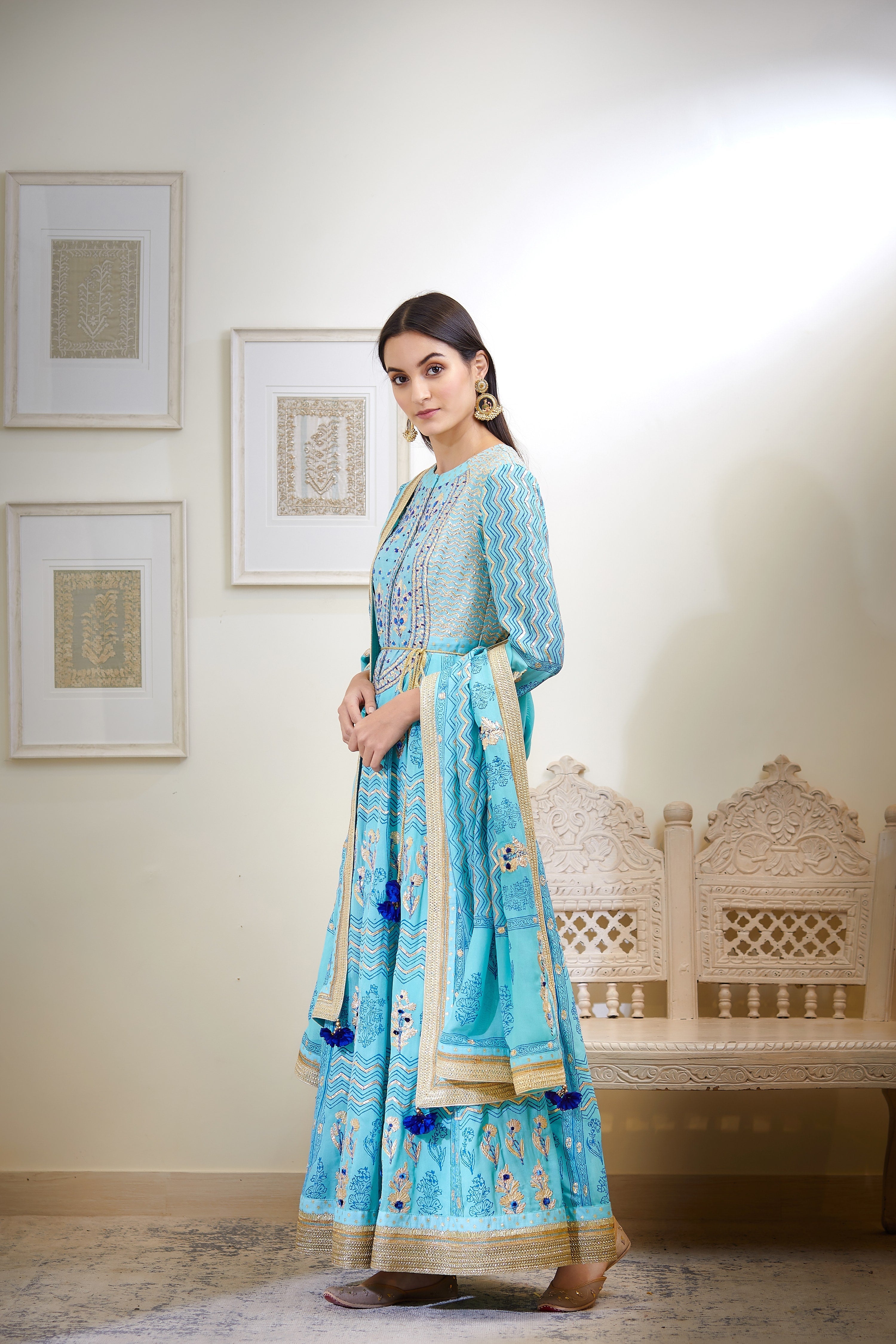 Blue Anarkali Set