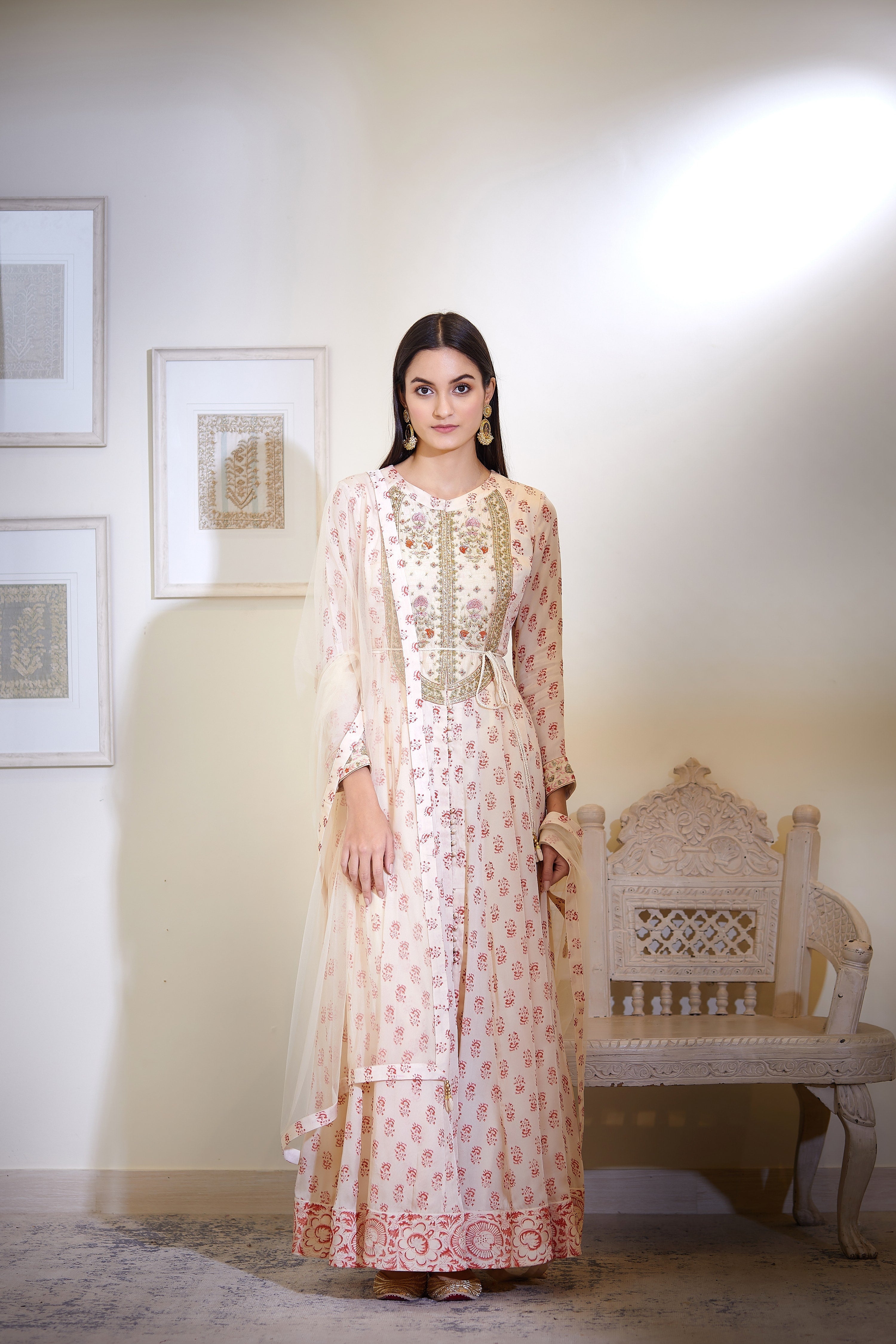 Off-White Anarkali Set