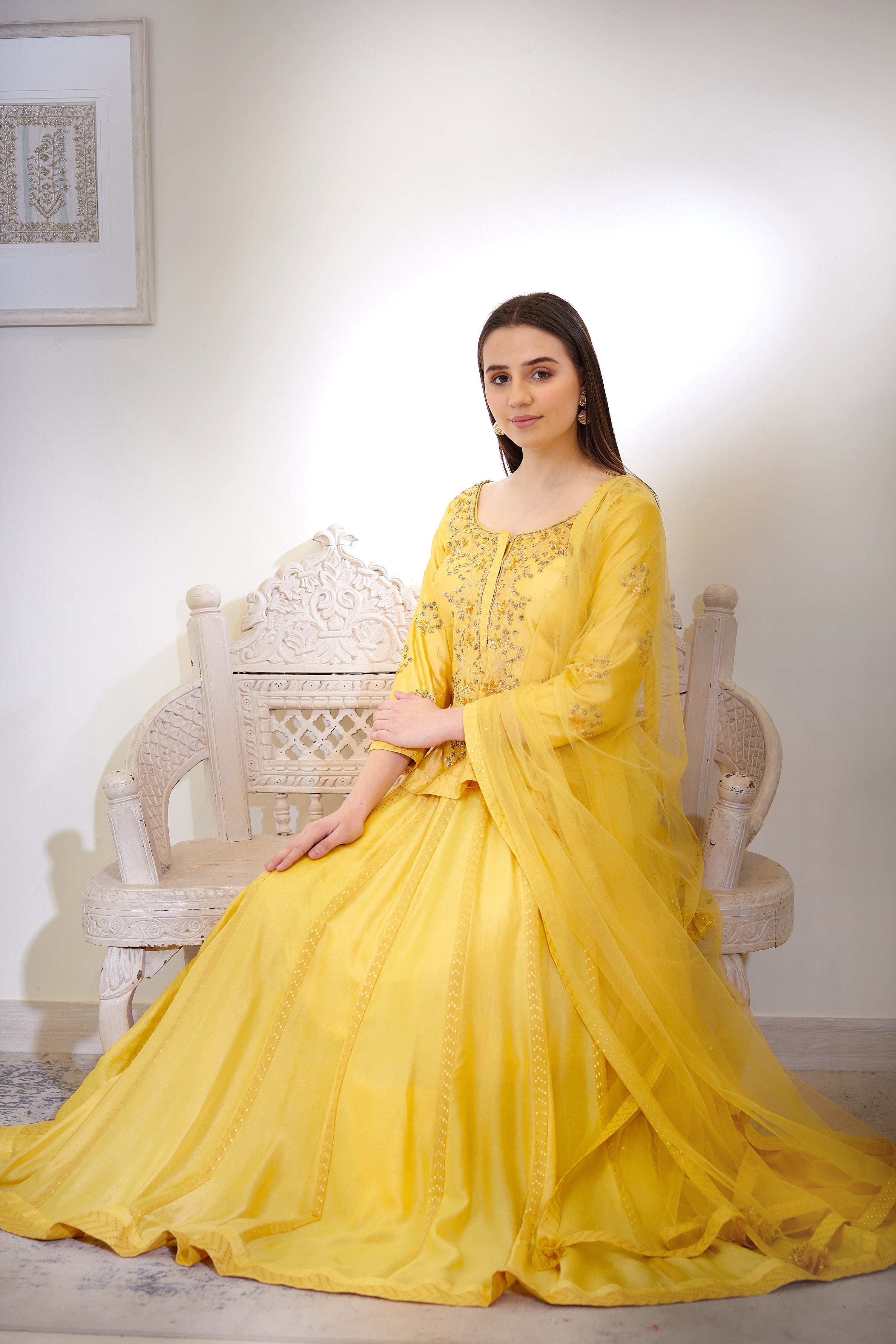 Yellow Kurta & Skirt Set