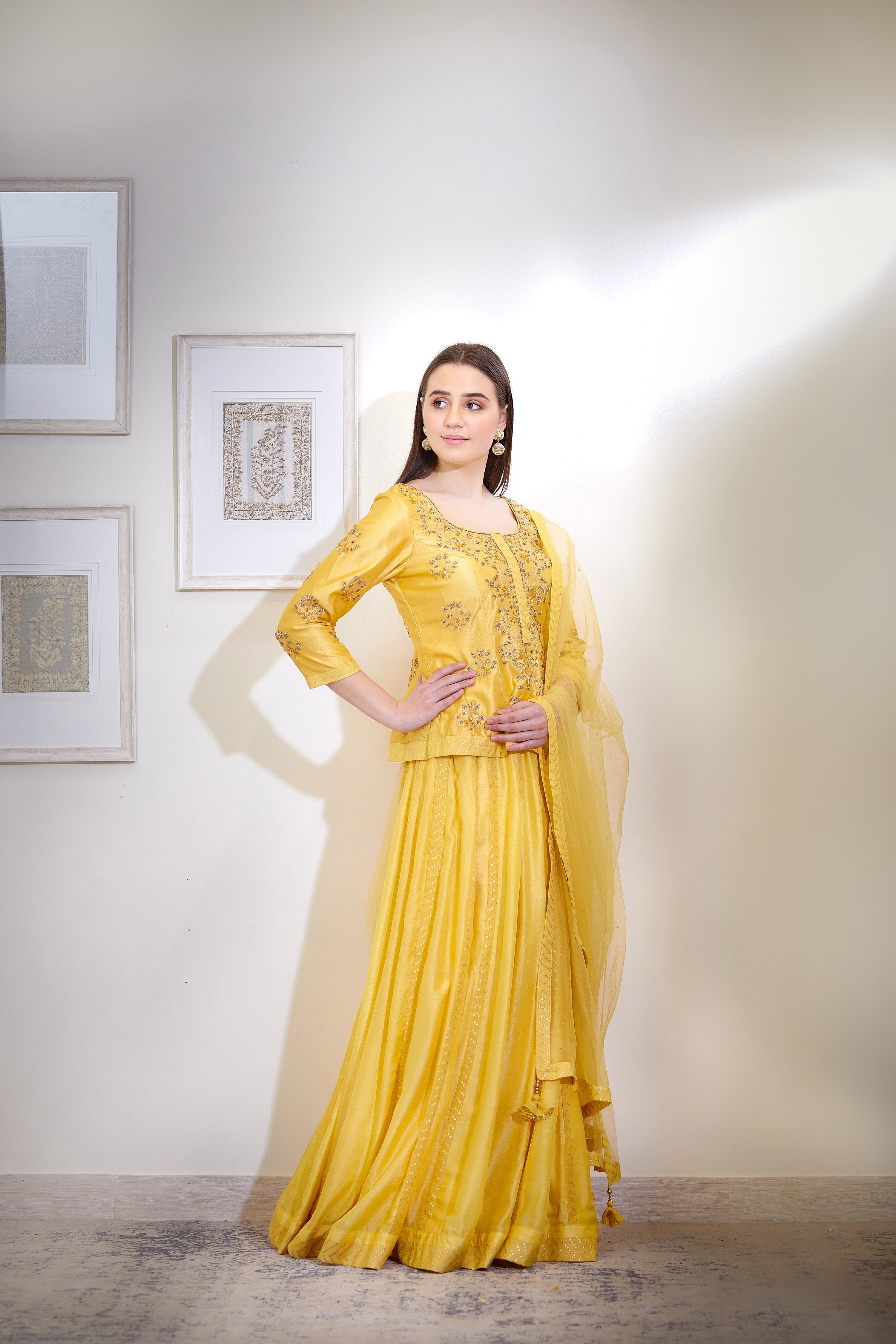 Yellow Kurta & Skirt Set