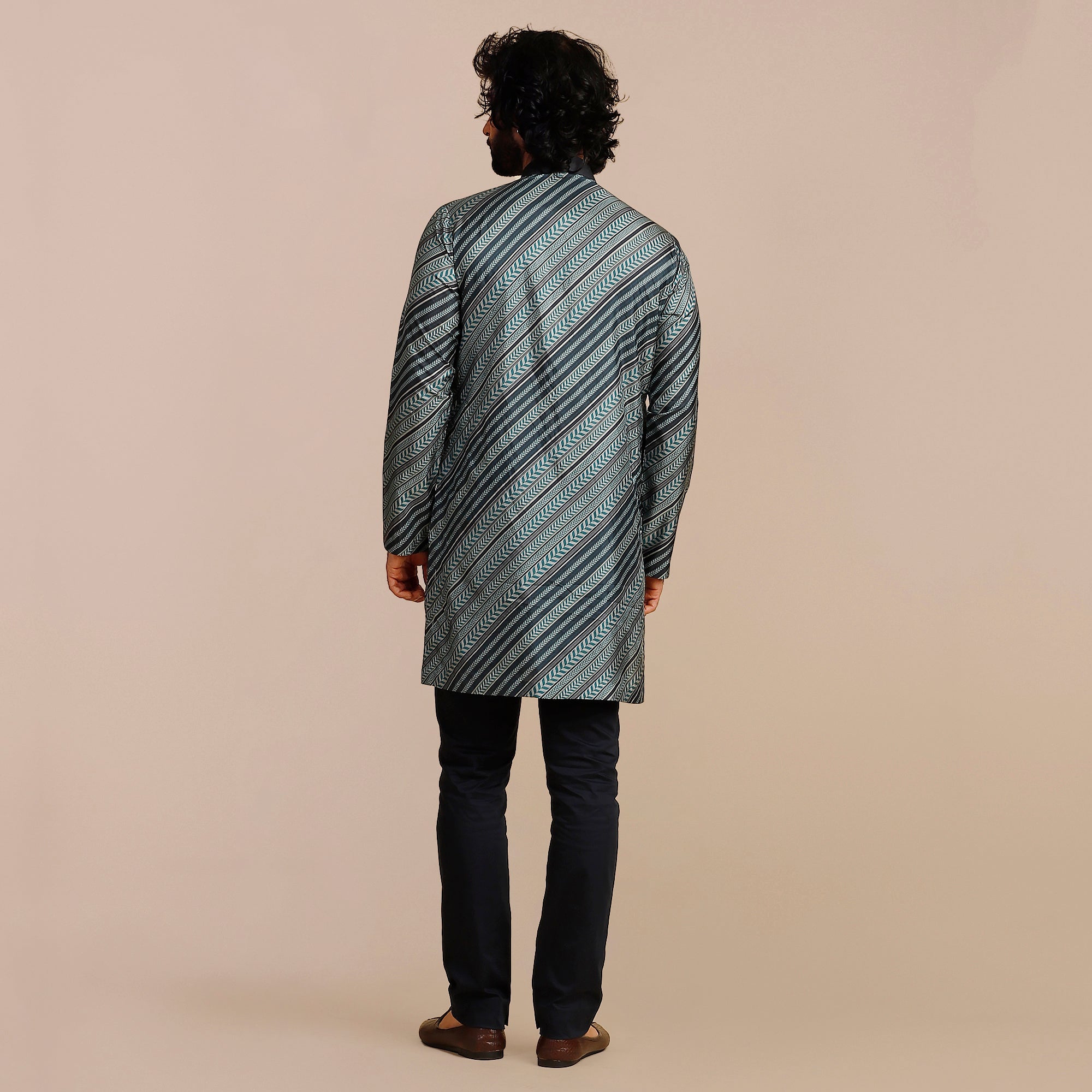 Teal Blue Chevron Kurta | SATT