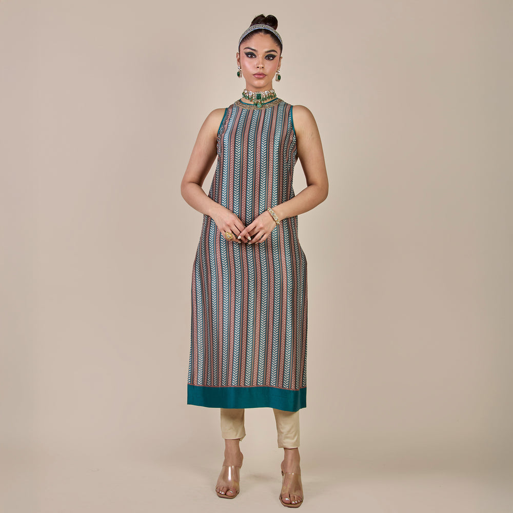 TURQUOISE CHEVRON TUNIC  - Ready To Ship
