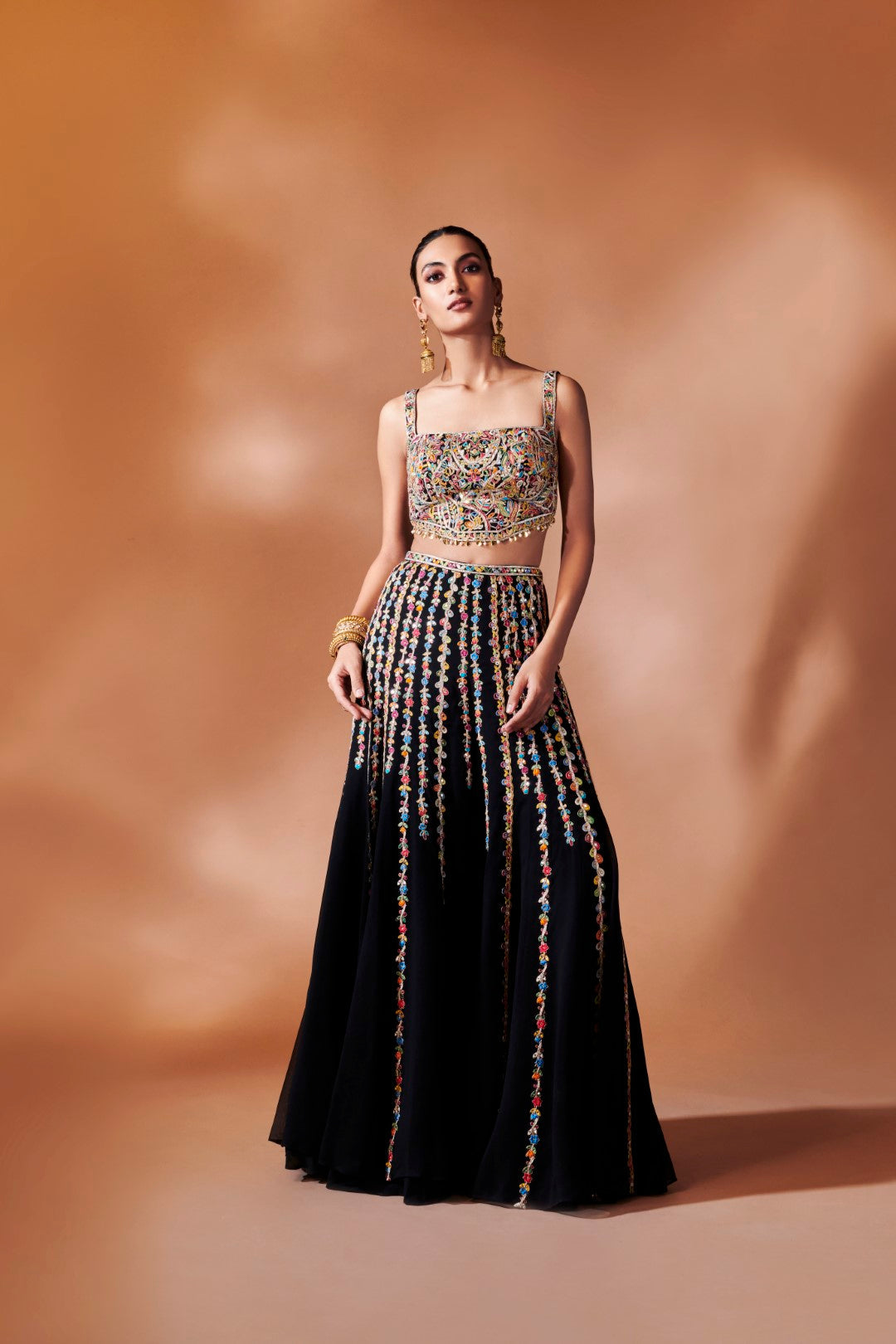 Ave Chicago x BLACK HIGH WAIST SHARARA WITH CAPE
